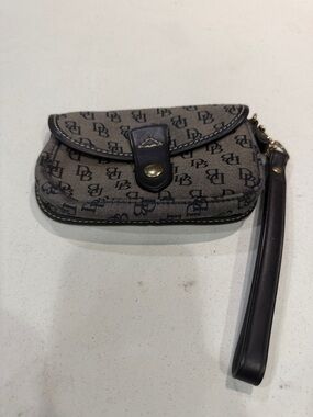 Dooney & Bourke Taupe and Black Monogram Wristlet
